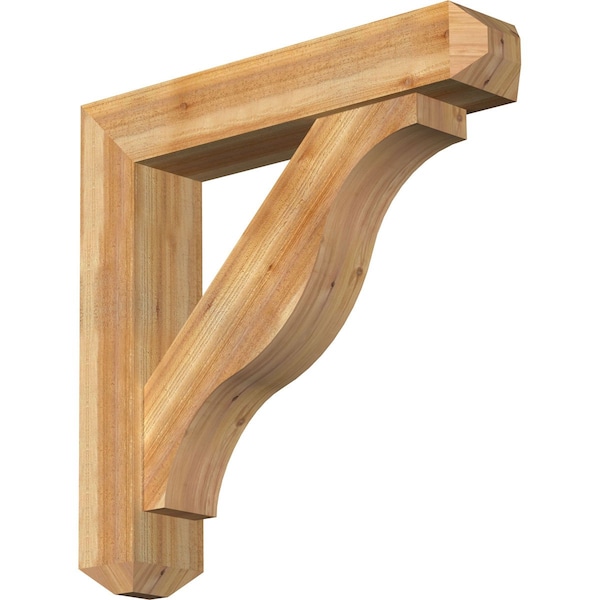 Ekena Millwork Funston Craftsman Rough Sawn Bracket w/ Offset Brace, Western Red Cedar, 8"W x 40"D x 40"H BKT0806X40X40FST04RWR - main